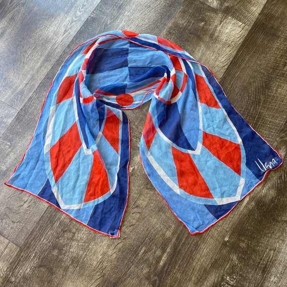 Vena Vintage Scarf in blue and red. - Picture 2 of 12